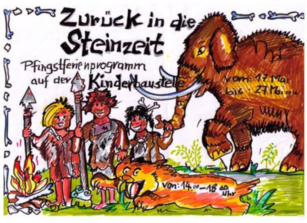 Zeichnung Ferien: zurück in die Steinzeit